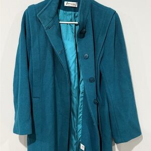 Teal Vintage Wool Coat by Forecaster of Boston | Retro Chic | Made in USA Size L